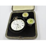 Continental silver cased pocket watch (925 mark), together with two ladies nickel plated