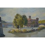 Julian Barrow, oil on canvas, ' Isola Tiberina, Rome ', 10ins x 14ins, signed and inscribed labelled