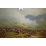 Walter J. Watson, oil on canvas, cattle in a Highland landscape, signed and dated 1931, 15ins x