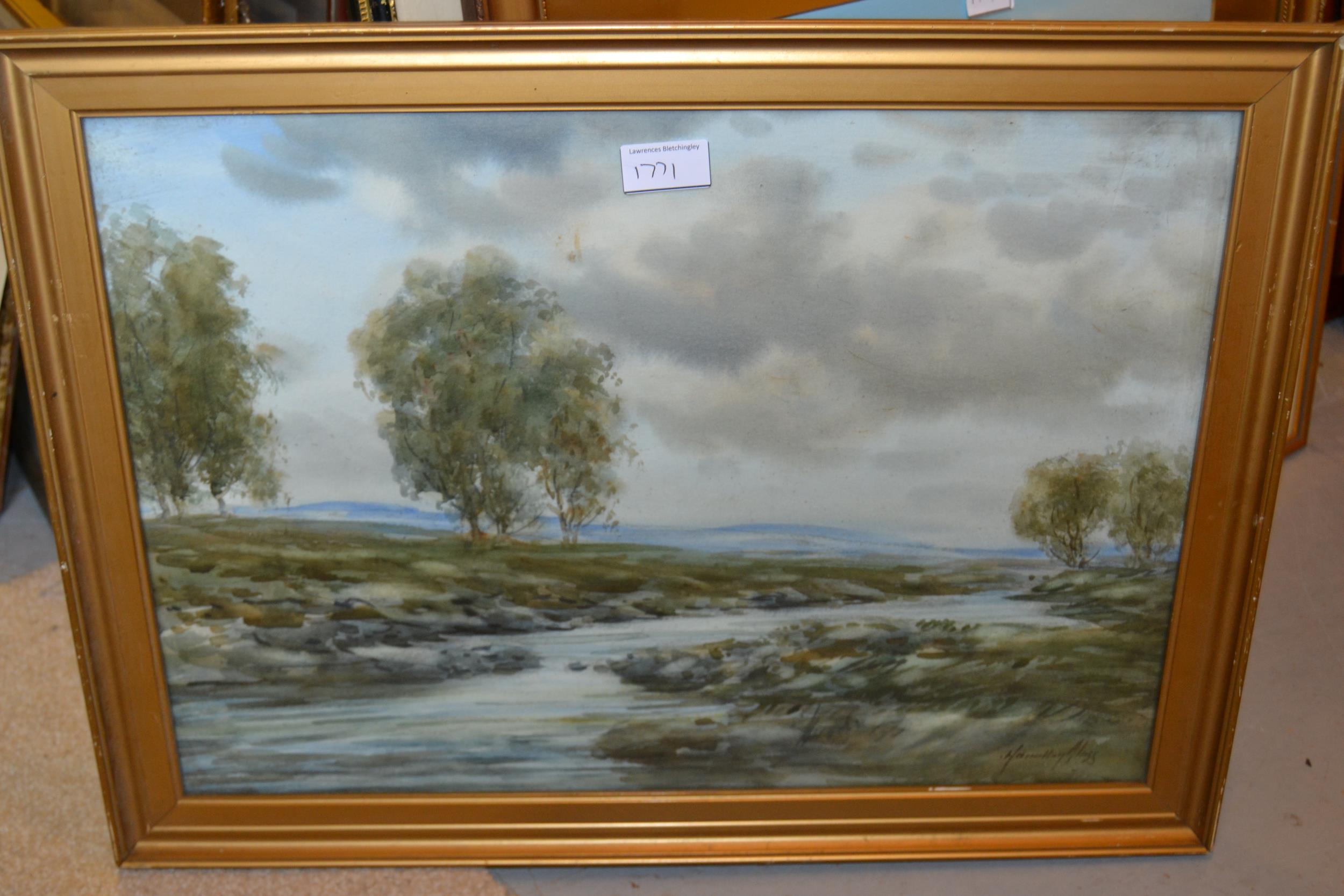 Frank Holme, pair of gouache moorland landscapes, 10ins x 17ins, gilt framed, together with five - Image 4 of 8