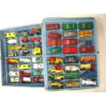 Quantity of Lesney/Matchbox diecast model vehicles in a Matchbox collectors case
