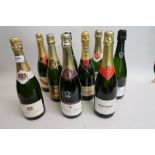 Nine various bottles of Champagne, including Francois Dubois, De Montbart etc.