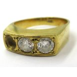 18ct Gold ring set with a single diamond, single paste stone and a vacant aperture, gross weight