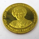 9ct Gold Pobjoy Mint Margaret Thatcher commemorative coin, 3gms