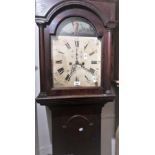 George III oak longcase clock, the arched painted dial and eight day movement, with pendulum (