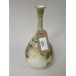 Royal Worcester baluster form vase, painted with red roses by Austin, below a green and gilt