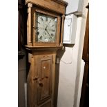 19th Century pine longcase clock, the 12in painted dial inscribed H. Kemp Mayfield, with a 30 hour