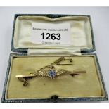 9ct Gold RAF brooch/tie pin, 50mm wide, 3.3gms