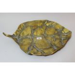 David Marshall, large cast brass leaf form platter, unsigned (from his earlier works)