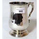 George III silver baluster form mug with scroll shaped handle, London 1785, maker F.W. (Fuler