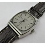 Omega de Ville, gentleman's stainless steel quartz wristwatch with leather strap