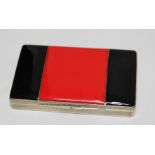 Continental silver (935 mark) Art Deco rectangular cigarette case and black enamel decorated lid