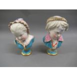 Pair of 19th Century Continental busts of children (one at fault), the tallest 8.25ins