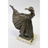 After Lluis Jorda, brown patinated bronzed composition figure of a dancing girl ' Arabesque '