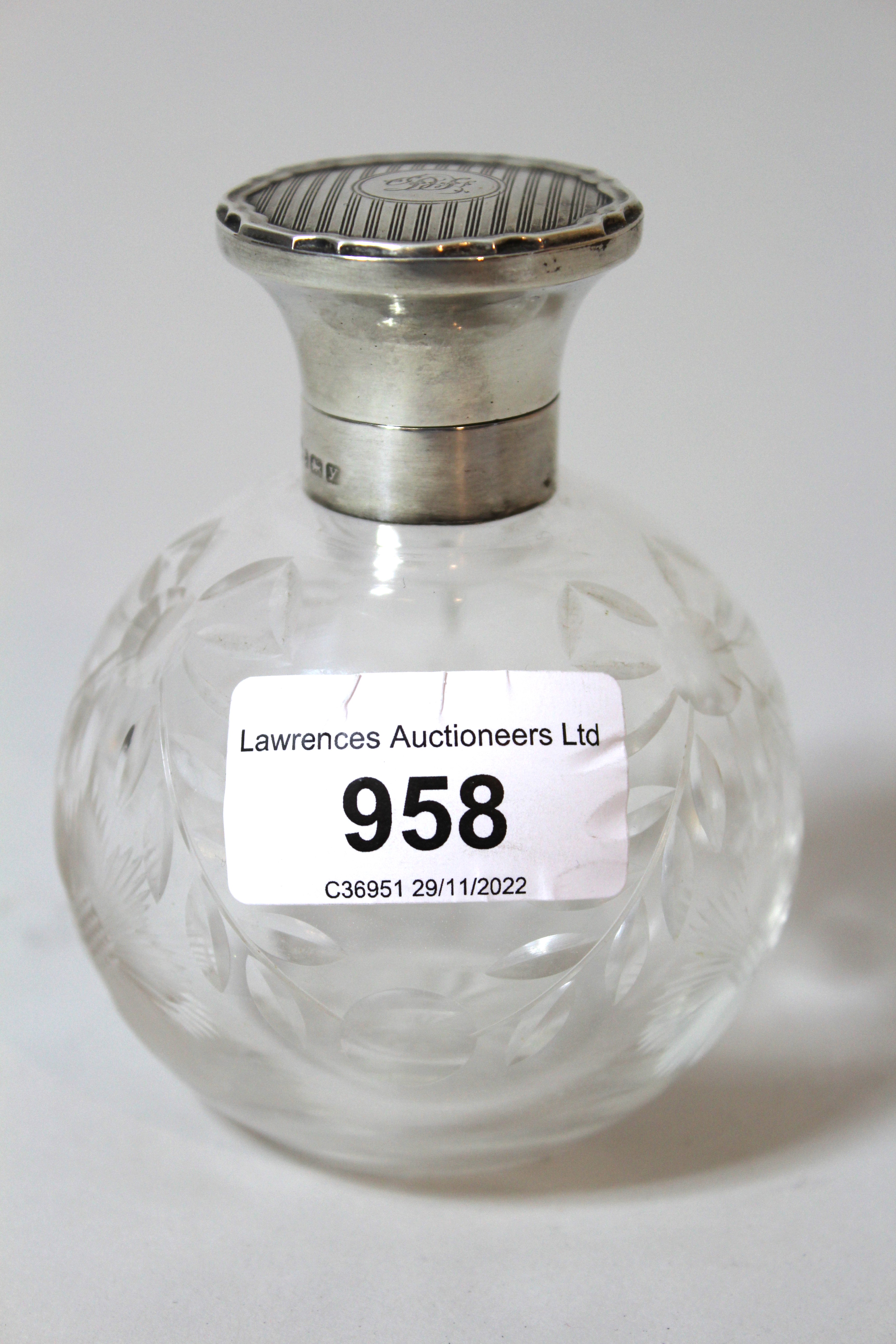 Birmingham silver topped clear and cut glass scent bottle, together with a quantity of various other