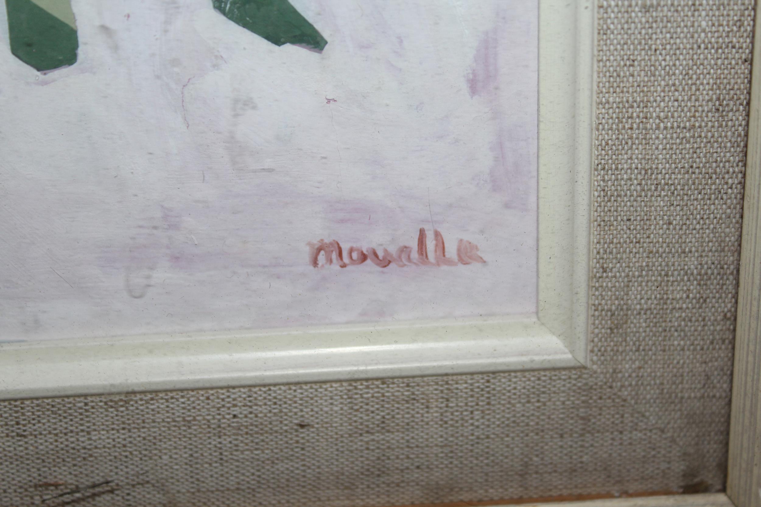 Circle of Friket Moualle, gouache stylised figure study, bearing signature in a white painted and - Image 3 of 4