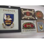 Group of five reproduction insurance plaques for Phoenix, Yorkshire, London etc.