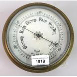 Ships brass cased circular aneroid barometer, 7ins diameter