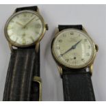 Gentleman's 9ct gold cased Record wristwatch, together with a similar Rotary wristwatch (both