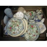 Quantity of blue and white transfer printed ceramics, together other boxes of miscellaneous ceramics