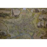 Large antique hand coloured map of the city of Hereford, by J. Taylor, 26.5ins x 35ins, in an