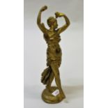 Eugene Delaplanche, gilt patinated bronze figure of a dancing nymph, signed in the bronze, also