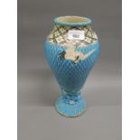 Late 19th / early 20th Century Japanese earthenware baluster form vase, decorated with cranes on a