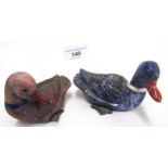 Two Chinese carved hardstone figures of ducks, 4ins wide