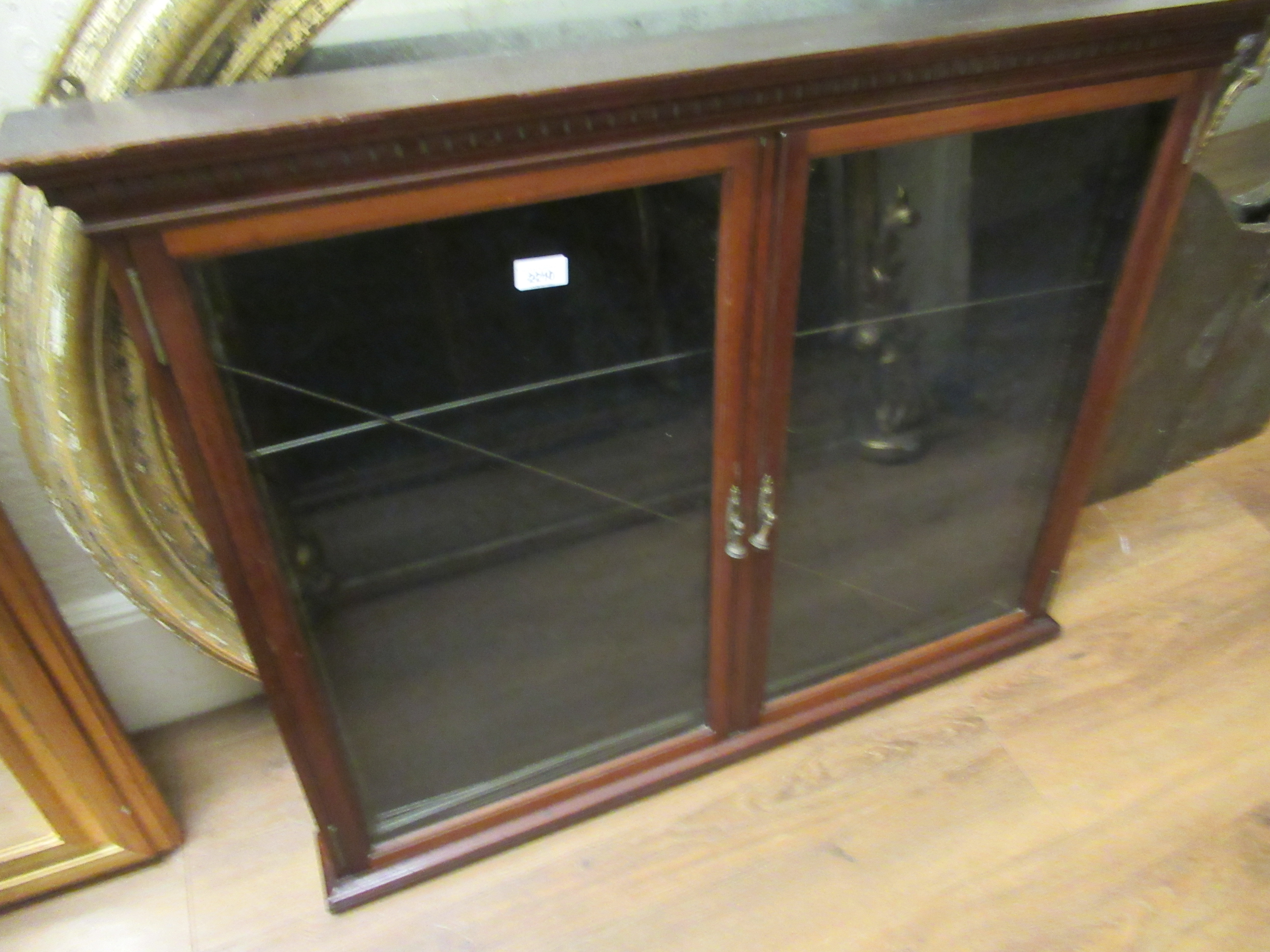 Late 19th / early 20th Century mahogany medal/ collectors cabinet with two glazed doors, enclosing