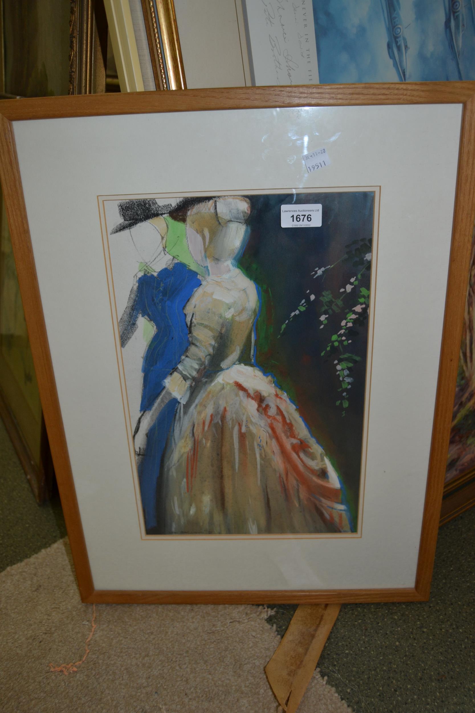 John Scarland, mixed media study of two ladies, signed and dated '91, 15ins x 10ins, framed Please - Image 2 of 3