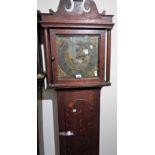 19th Century oak longcase with swan neck pediment, the square brass dial inscribed James Bowra,