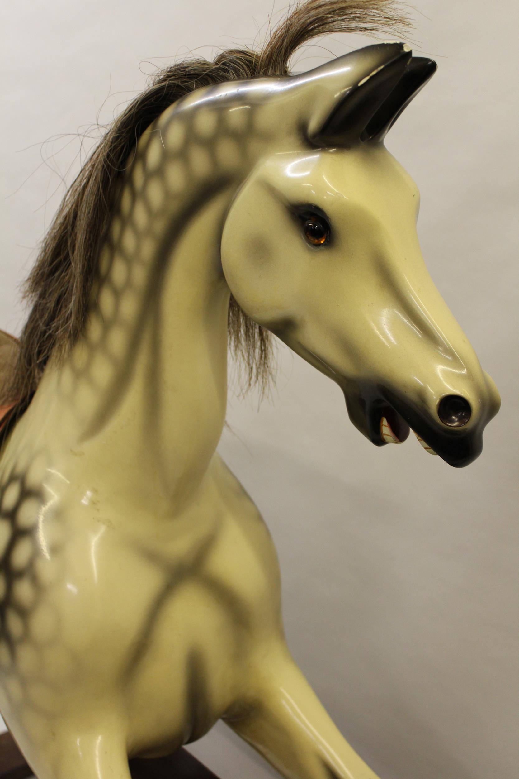 Large 20th Century painted rocking horse by Whittingham Model Number V133, on wooden stand The horse - Image 4 of 4