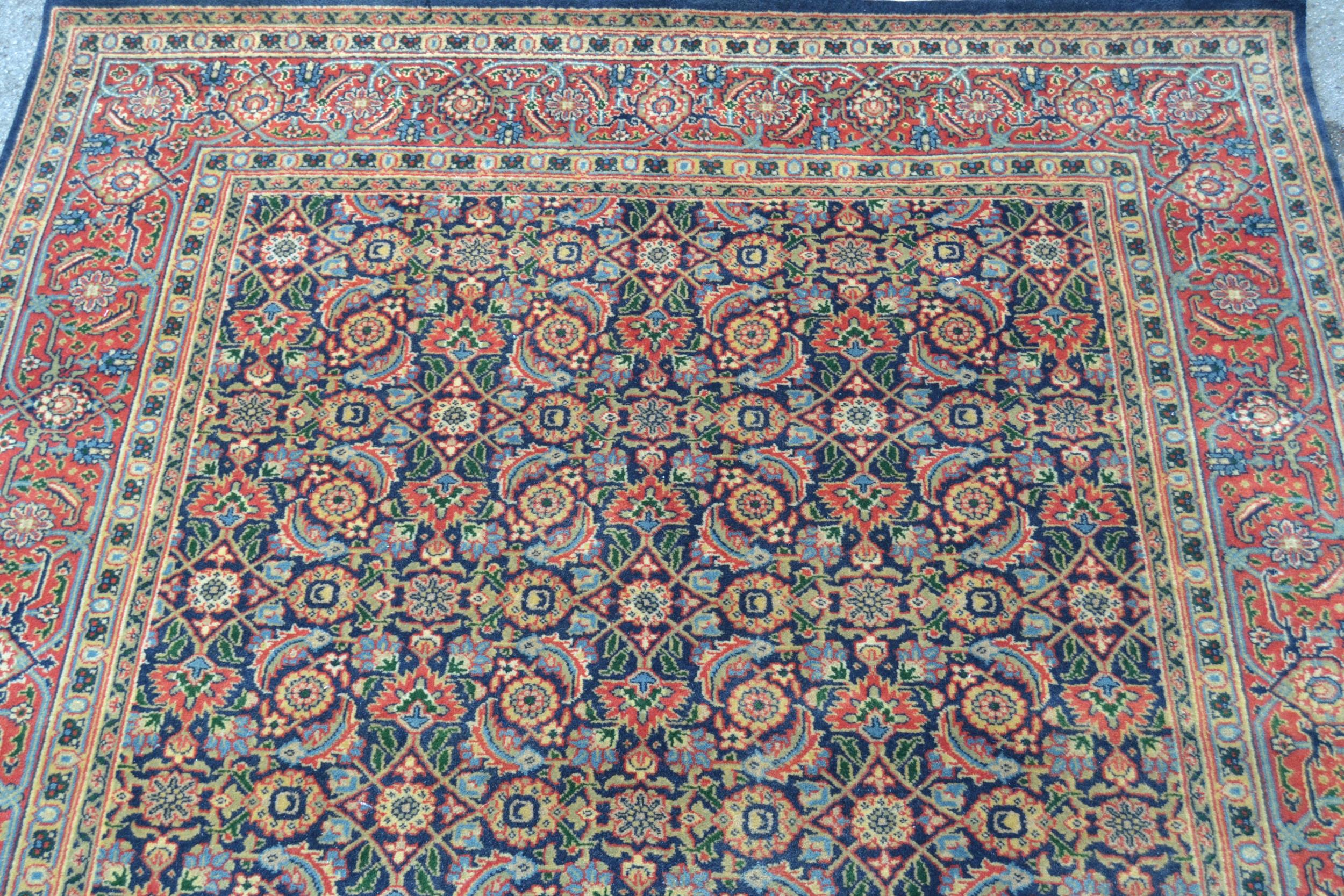 Indo Persian rug with an all-over Herati design on a midnight blue ground with brick red borders, - Image 3 of 5