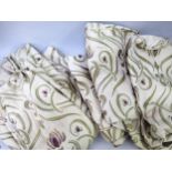 Pair of good quality curtains in Art Nouveau style on a beige ground, 6ft wide x 4ft drop each and