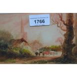 Joseph Newington Carter, watercolour, rural village scene, signed, 4.25ins x 6,5ins, together with a