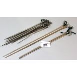 Set of twelve Continental white metal meat skewers, another group of five matching Continental white