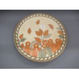 Crown Ducal charger decorated with an autumn leaf design, attributed to Charlotte Rhead, printed