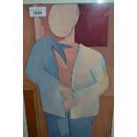 Loulyn Stewart Carstater gouache abstract figure study, titled ' Knight Man at The Hotel