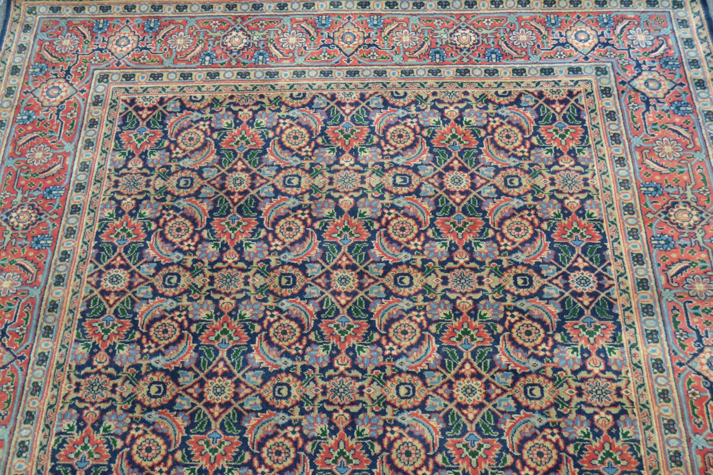 Indo Persian rug with an all-over Herati design on a midnight blue ground with brick red borders, - Image 2 of 5