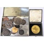 Boxed Elkington & Co. gold plated British and Colonial Industrial Exhibition coin, Manchester 1895