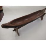 Antique Polynesian carved tribal model of a canoe