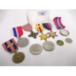 World War II three medal group including Africa star with eighth army bar, together with four