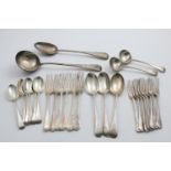 A LATE VICTORIAN PART-SERVICE OF OLD ENGLISH PATTERN FLATWARE TO INCLUDE:- Three table spoons, six