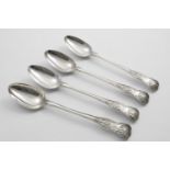 A SET OF FOUR WILLIAM IV KING'S PATTERN BASTING OR SERVING SPOONS crested, by Mary Chawner, London