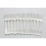 TWELVE ANTIQUE FIDDLE PATTERN DESSERT FORKS TO INCLUDE:- a set of six by Jonathan Hayne, London