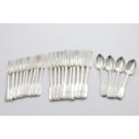 FIDDLE PATTERN:- A set of six Victorian Fiddle pattern table forks, four dessert forks & four