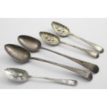A GEORGE III OLD ENGLISH PATTERN BASTING OR SERVING SPOON by Robert Sallam, London 1769, another,