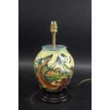 MOORCROFT LAMP - TROUT a large lamp in the Trout design, designed by Philip Gibson and with a