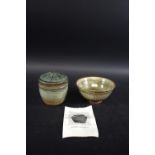 RICHARD BATTERHAM (1936-2021) including a green glazed stoneware bowl with grooved sides (15.5cms