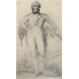 RICHARD COSWAY, RA (1742-1821) STUDY OF A NAVAL OFFICER Standing, full length, his left hand upon an